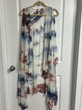 NWOT Sheer Tie-Dye Kimono Duster - Blue & Rust-One Size
